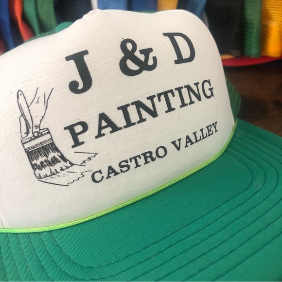 Vintage 80s 90s streetwear Castro Valley J & D Painting Rope Front Trucker Hat - Picture 3 of 7